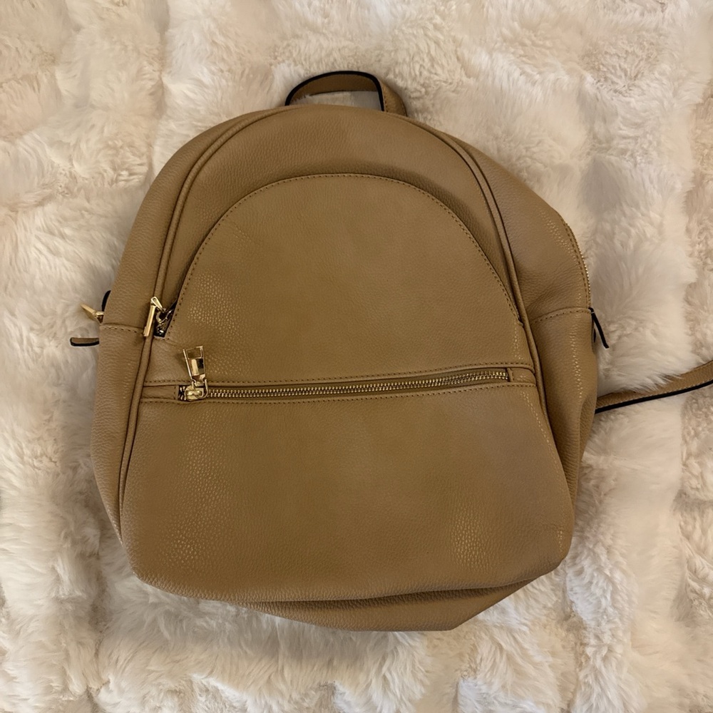 Elegant Tan Leather Backpack